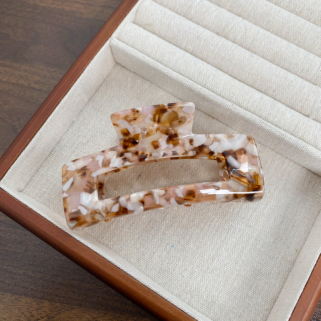 Rectangular Cutout Acetate Hair Claw Clip - NO_36