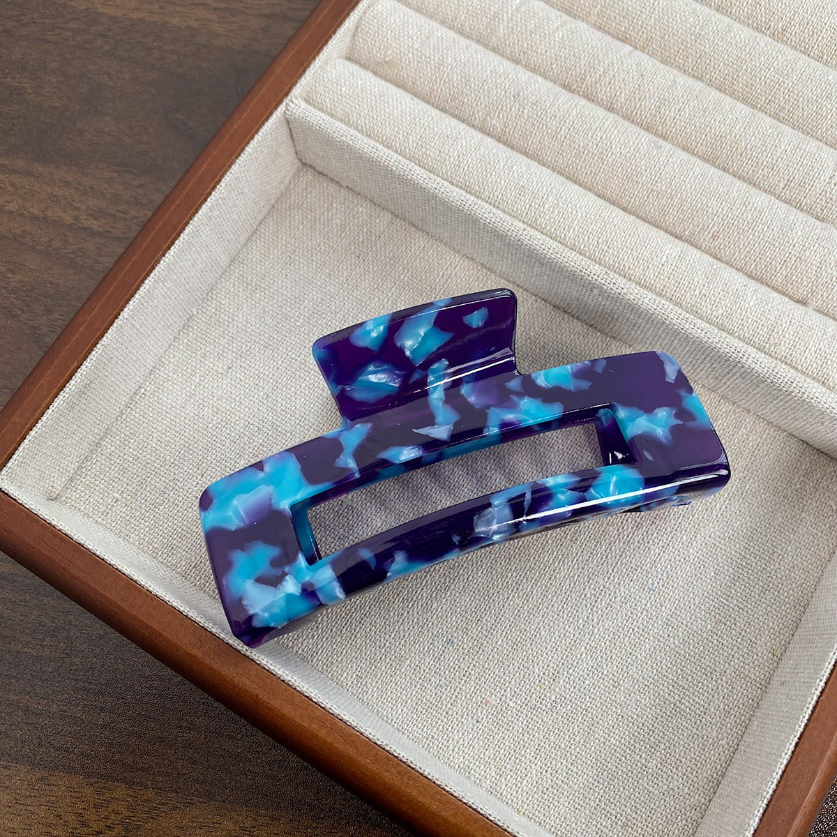 Rectangular Cutout Acetate Hair Claw Clip - NO_4
