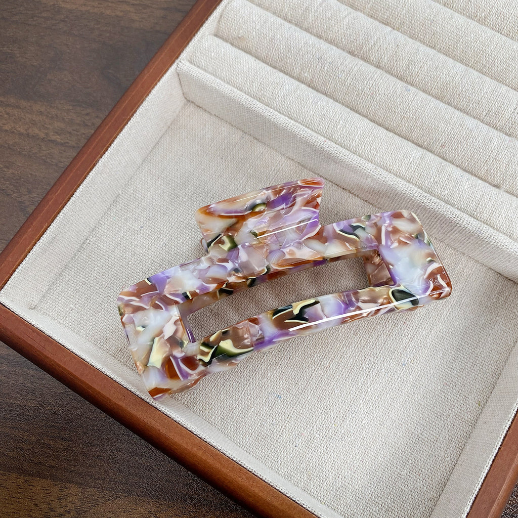 Rectangular Cutout Acetate Hair Claw Clip - NO_8