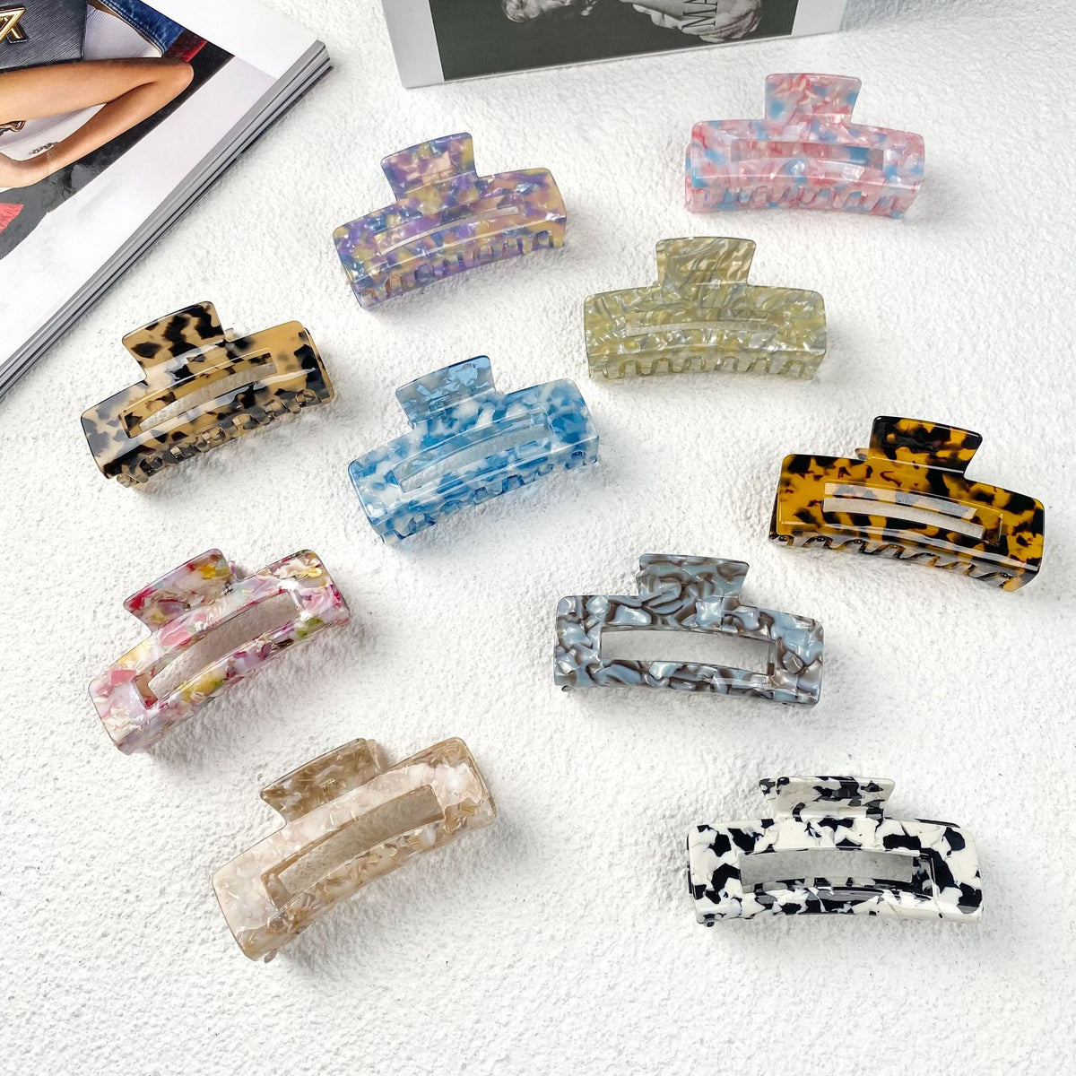 Rectangular Cutout Acetate Hair Claw Clip - view 1