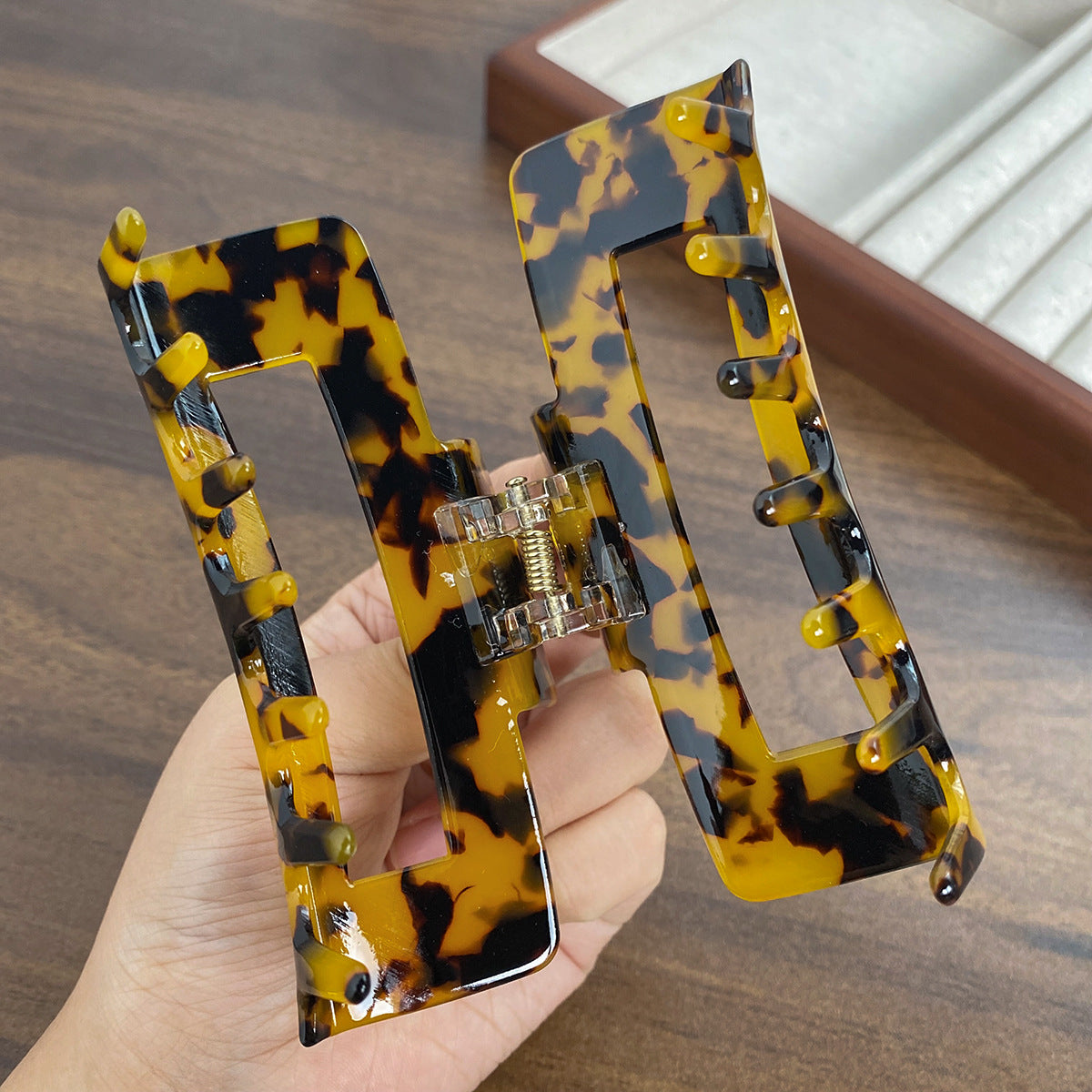 Rectangular Cutout Acetate Hair Claw Clip - view 2