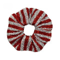 Metallic Stripe Glitter Holiday Scrunchie - Red_L