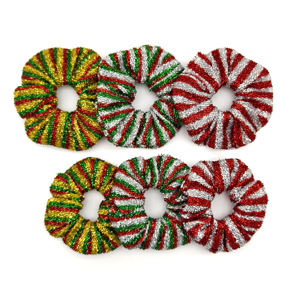 Metallic Stripe Glitter Holiday Scrunchie - view 1