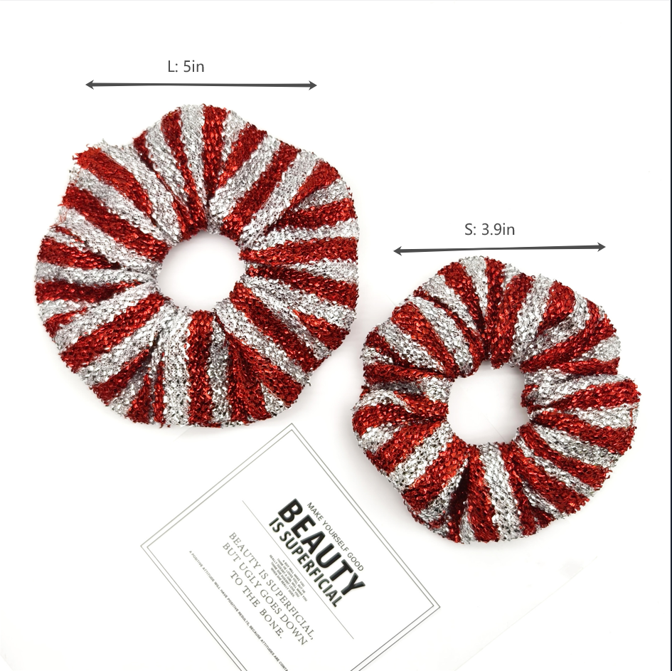 Metallic Stripe Glitter Holiday Scrunchie - view 2