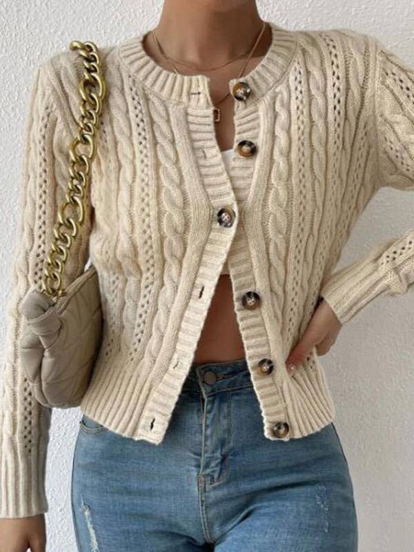 Cable Twist Knit Button Down Cardigan