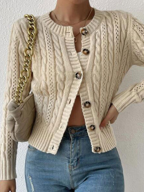 Cable Twist Knit Button Down Cardigan - view 1