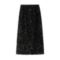 Textured Sequin Column Midi Skirt - black