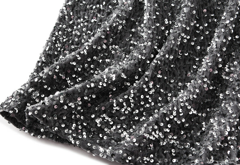 Textured Sequin Column Midi Skirt - grey - 2