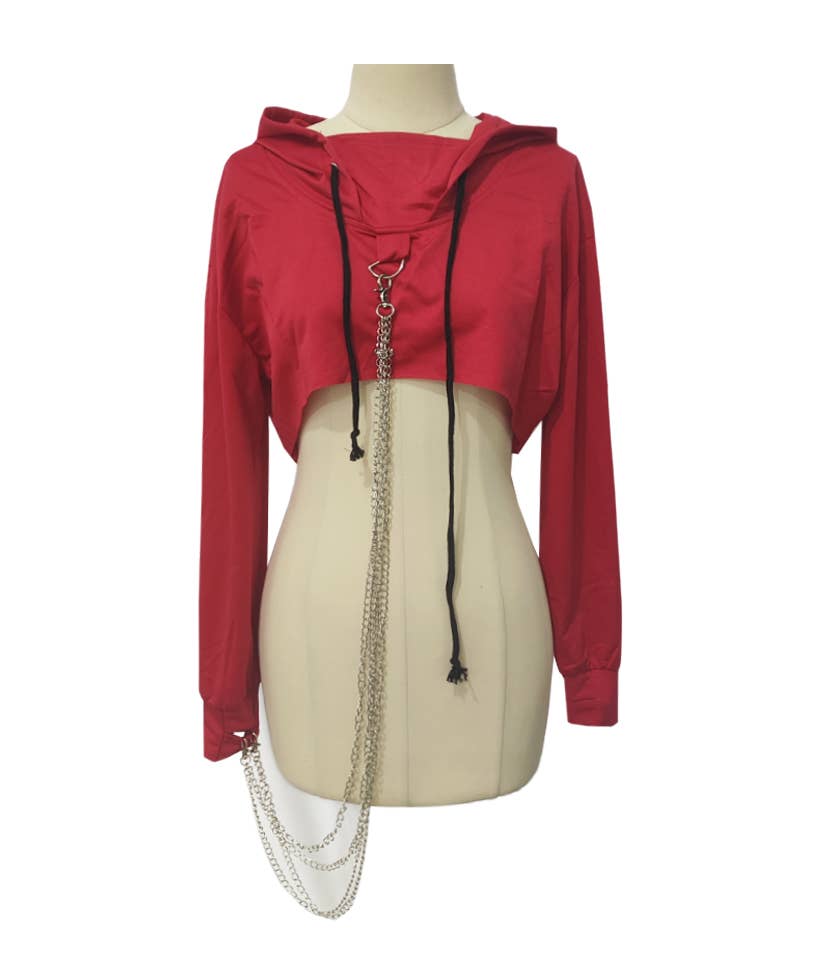 Chain Trim Super Cropped Bolero Hoodie