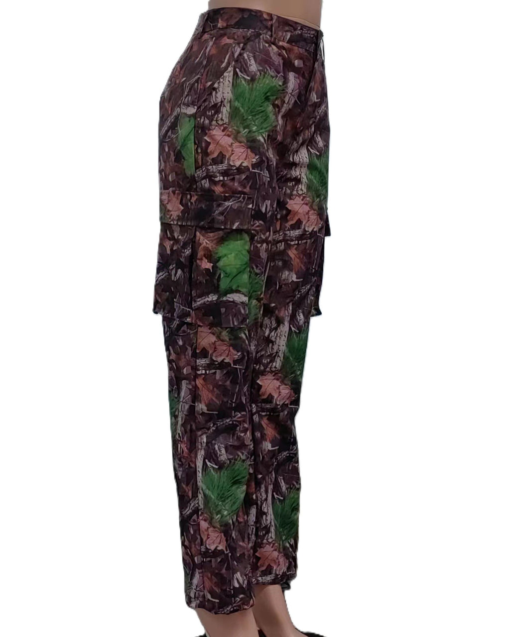 Forest Leaf Print Straight Cargo Pants - Colorful - 2