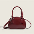 Glossy Mini Bowling Bag with Crossbody Strap - Wine Red