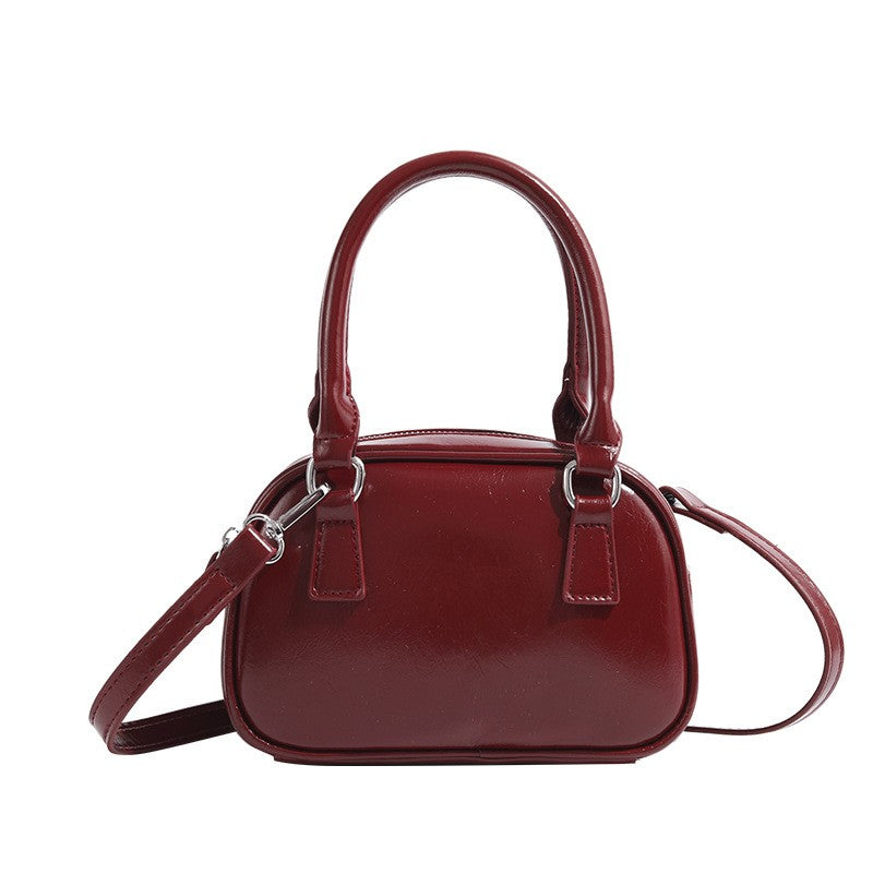 Glossy Mini Bowling Bag with Crossbody Strap
