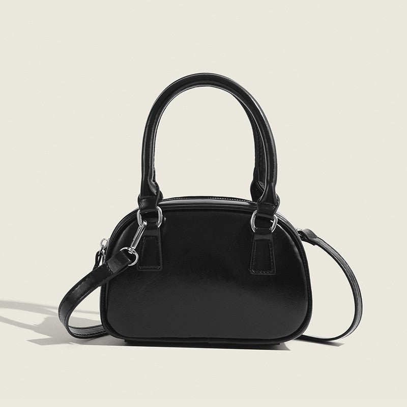 Glossy Mini Bowling Bag with Crossbody Strap
