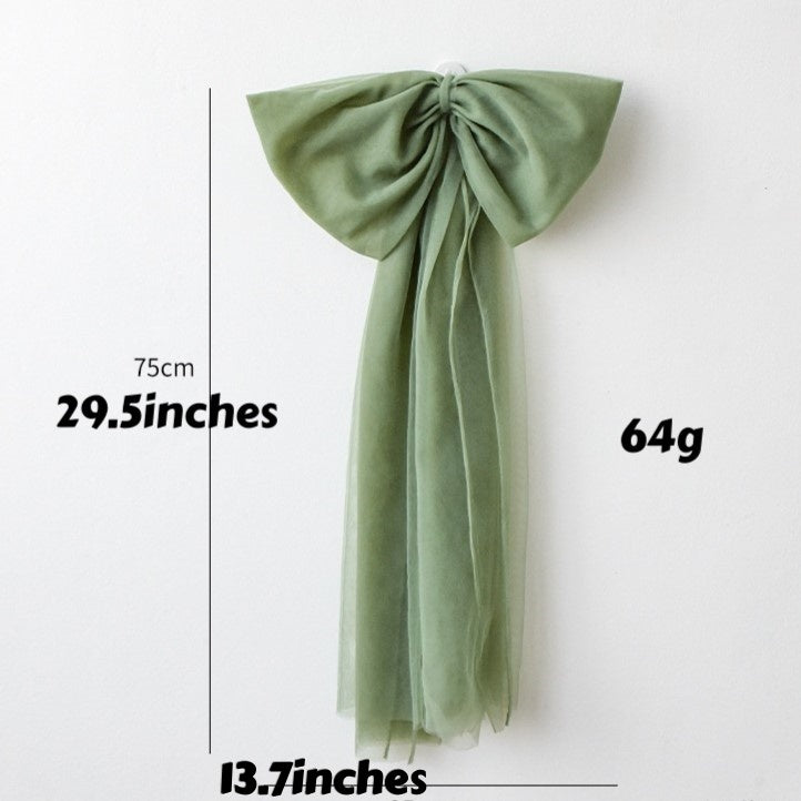 Large Tulle Bow Christmas Decor With Long Streamers - L_sage