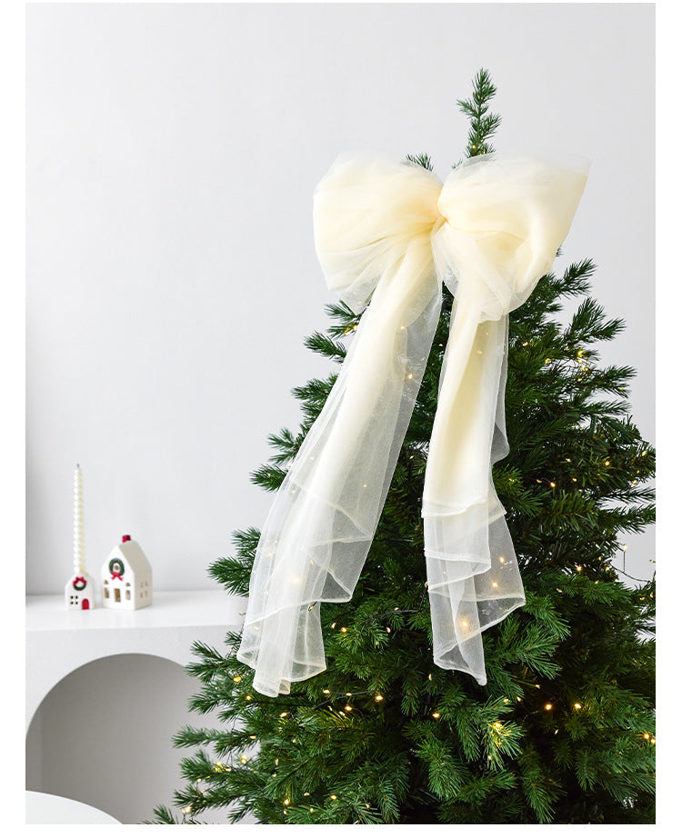 Large Tulle Bow Christmas Decor With Long Streamers - view 1