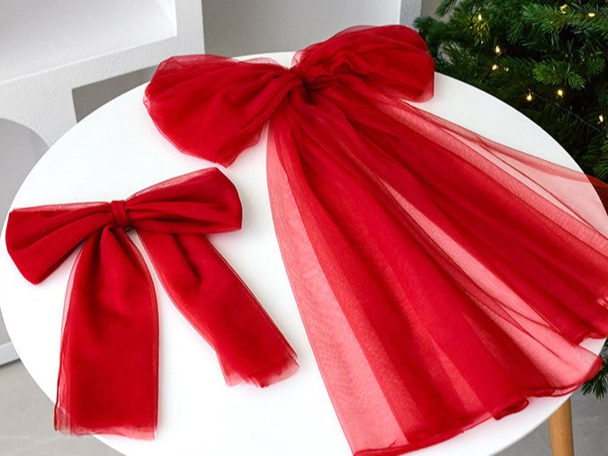 Large Tulle Bow Christmas Decor With Long Streamers - view 4