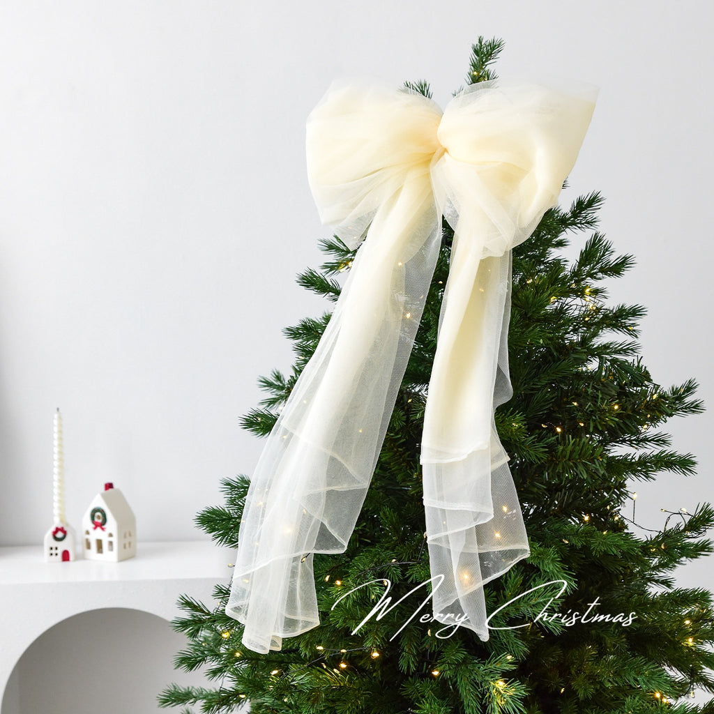 Large Tulle Bow Christmas Decor With Long Streamers - view 6