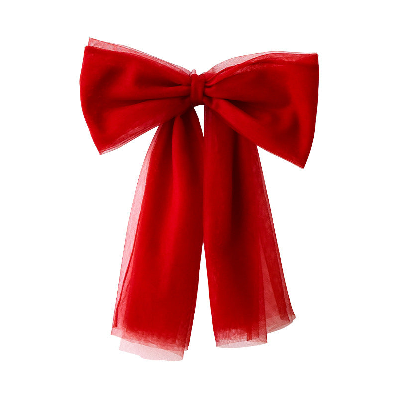 Large Tulle Bow Christmas Decor With Long Streamers - view 9