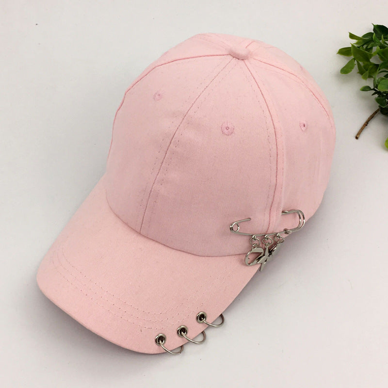Chain and Ring Pierced Baseball Cap - Love_Pink