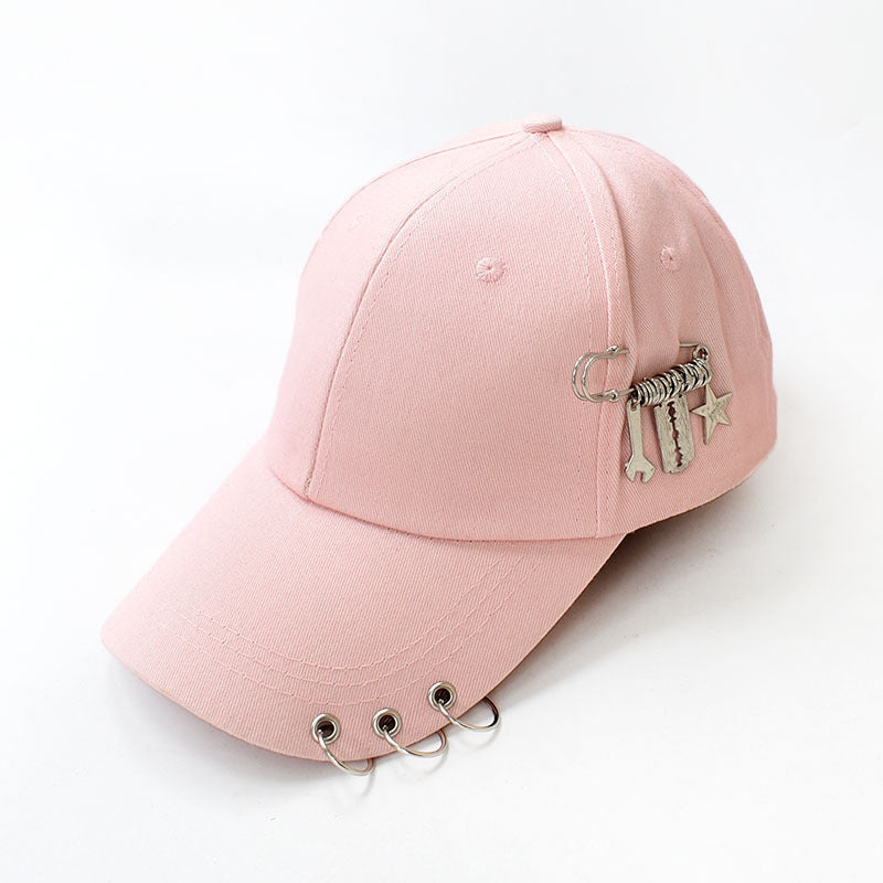 Chain and Ring Pierced Baseball Cap - Tool_Pink
