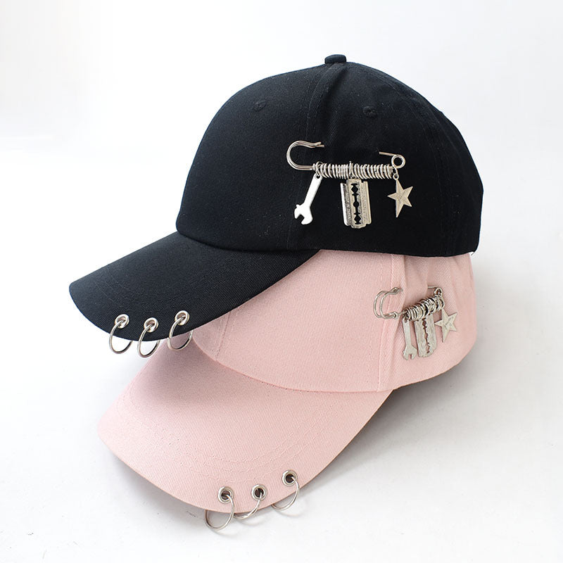 Chain and Ring Pierced Baseball Cap