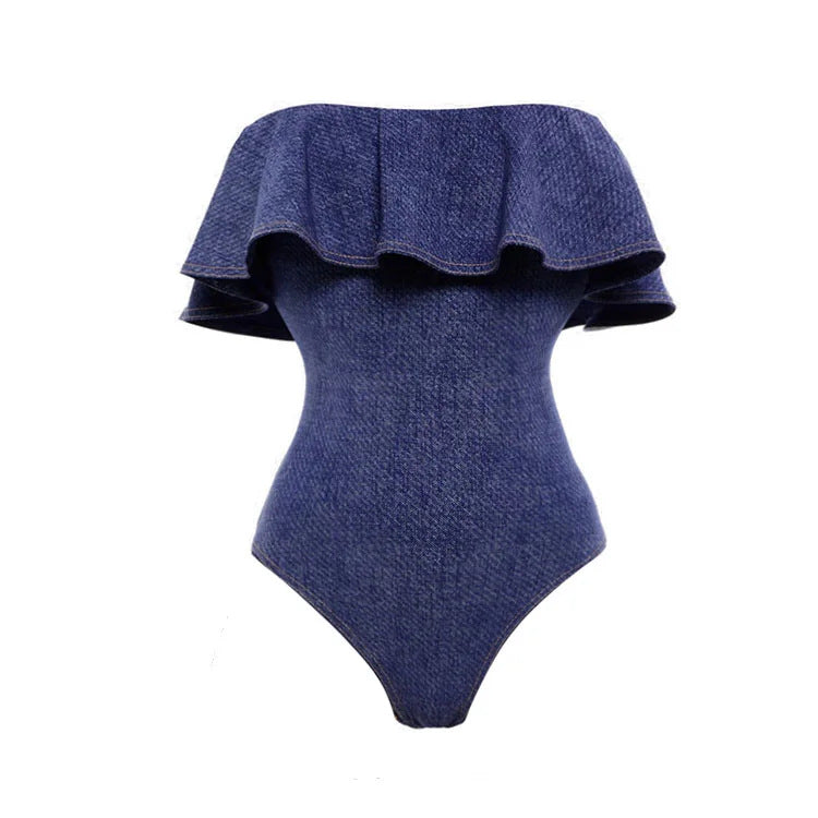 Ruffle Bandeau One Piece and Sarong - Swimsuit - 1