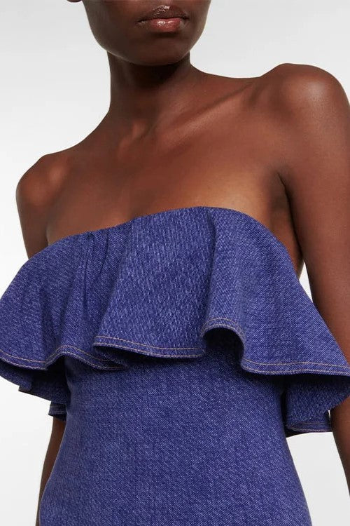 Ruffle Bandeau One Piece and Sarong - Swimsuit - 3