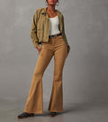 High Waist Vintage Slim Flare Jeans - Khakia