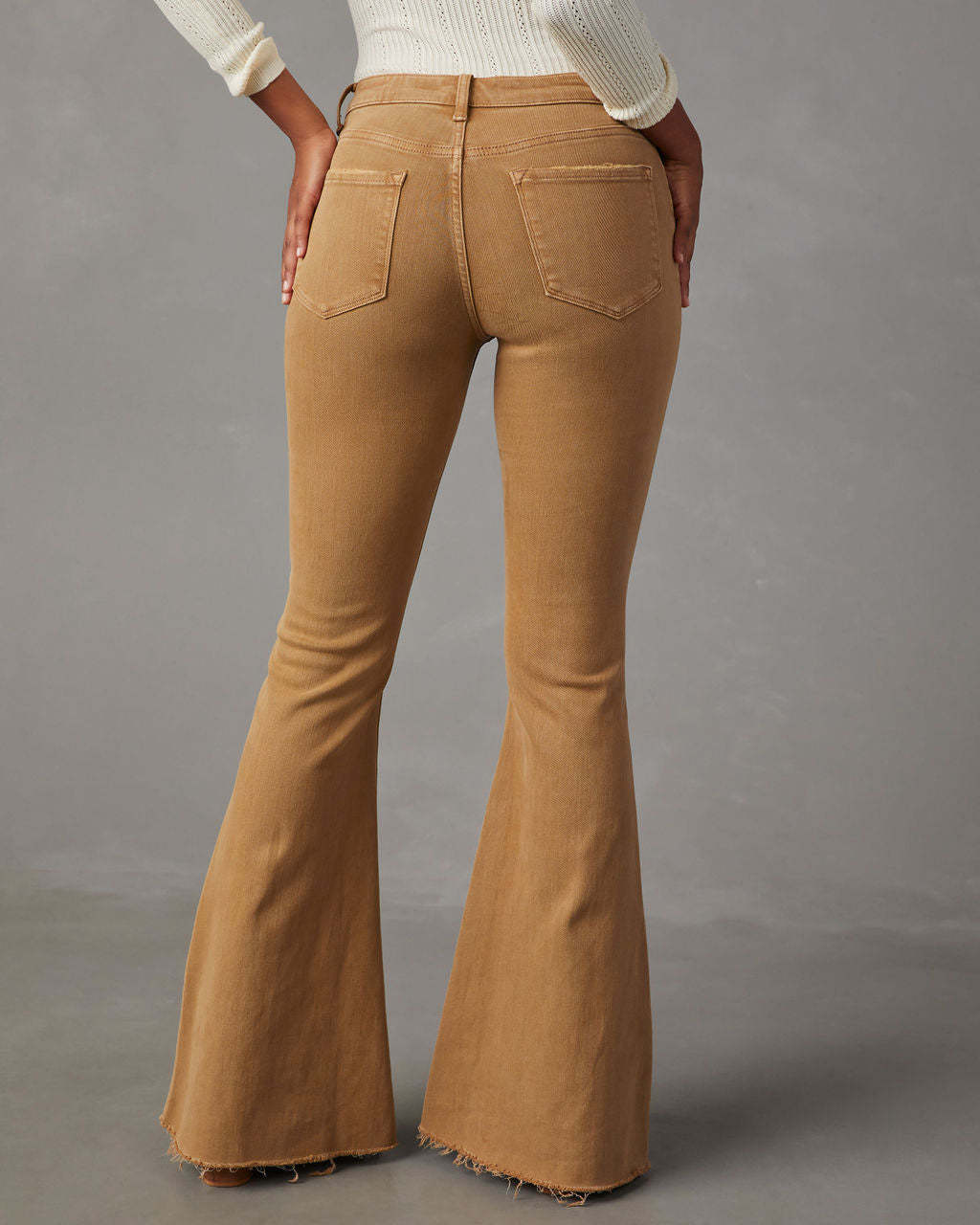 High Waist Vintage Slim Flare Jeans - Khakia - 7