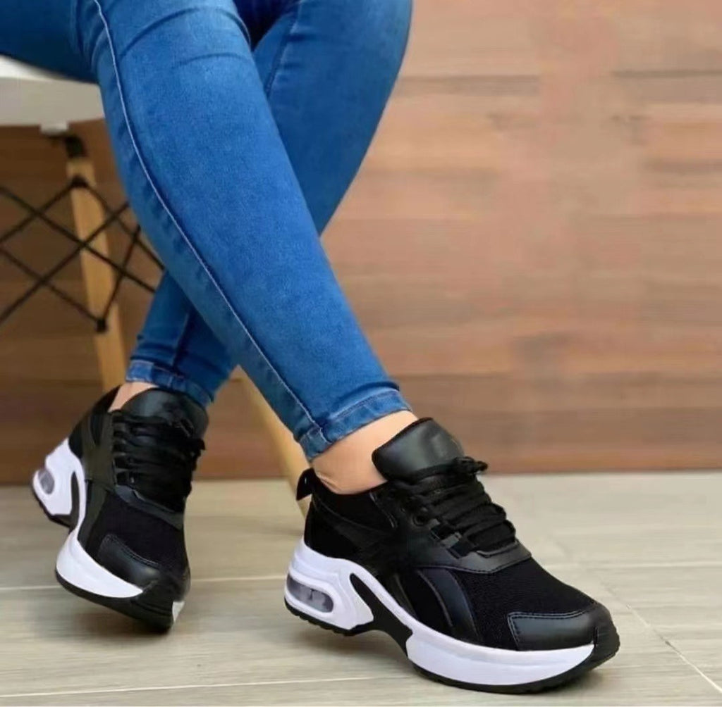 Chunky Air Cushion Lace Up Mesh Sneakers