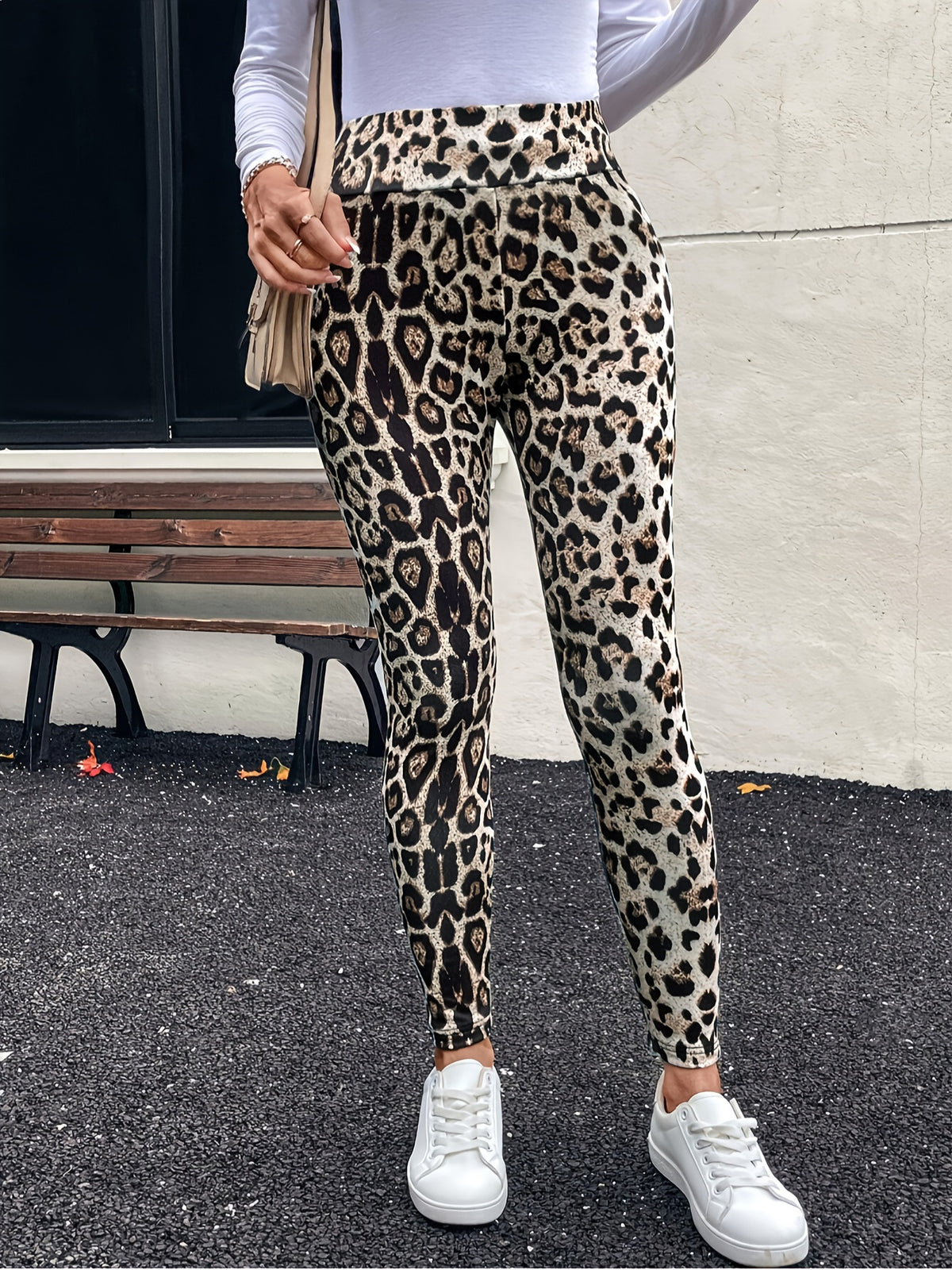 Brushed Fleece Lined Animal Print Leggings - Leopard