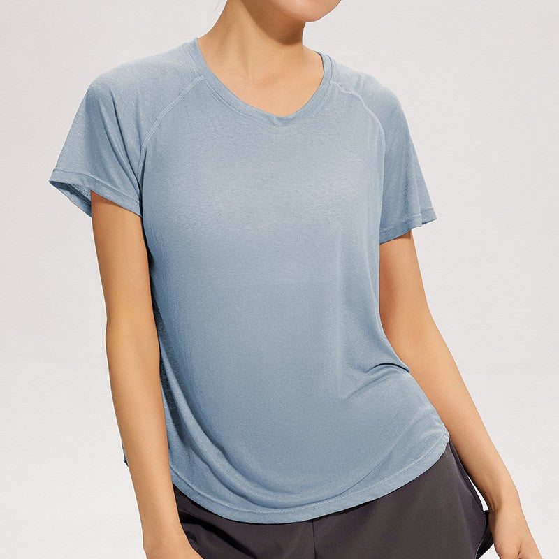 Mesh Back Raglan Sleeve Relaxed Workout Tee