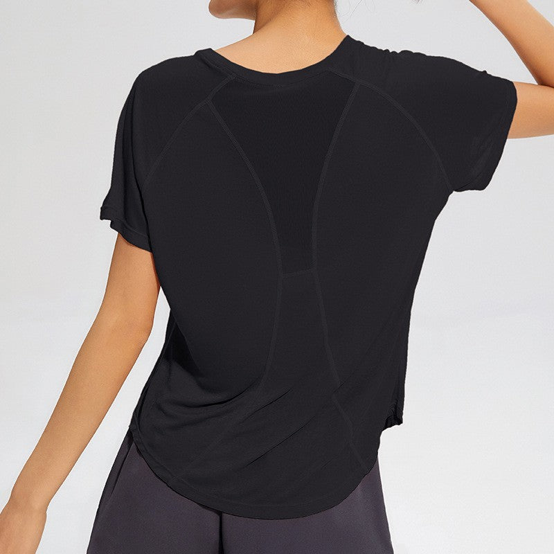 Mesh Back Raglan Sleeve Relaxed Workout Tee