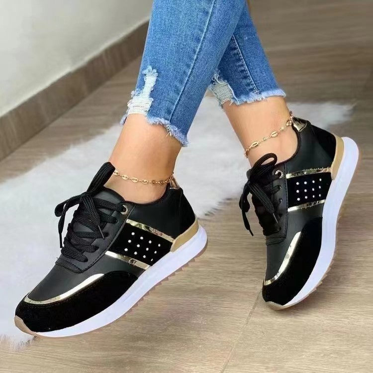 Metallic Trim Lace Up Platform Sneakers