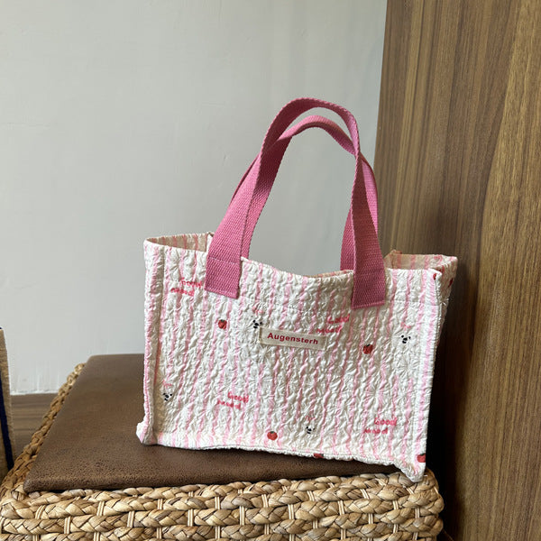 Quilted Bow Print Mini Tote Bag - Color_2