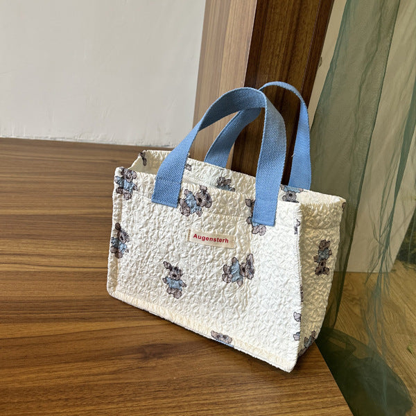 Quilted Bow Print Mini Tote Bag - Color_3