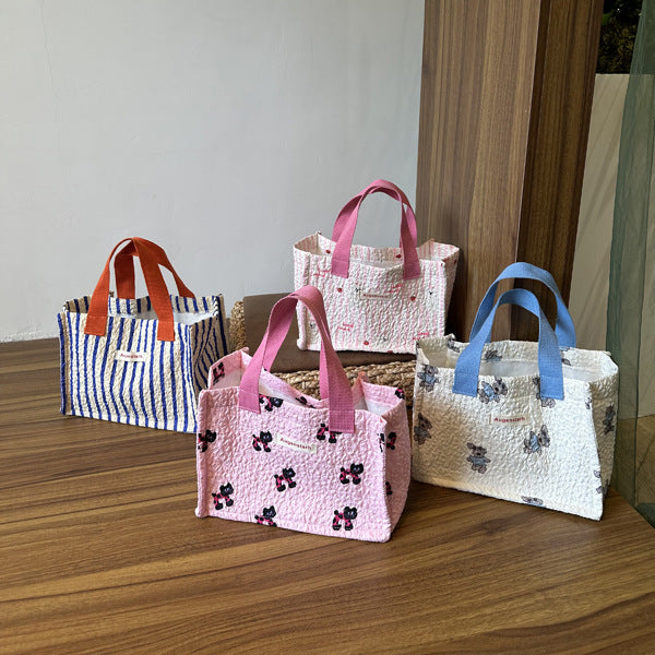 Quilted Bow Print Mini Tote Bag