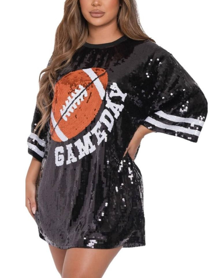 Oversized Sequin Football Jersey Tunic Top