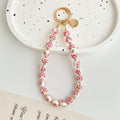 Painted Floral Bead Wristlet Keychain With Coin Charm - Color_02