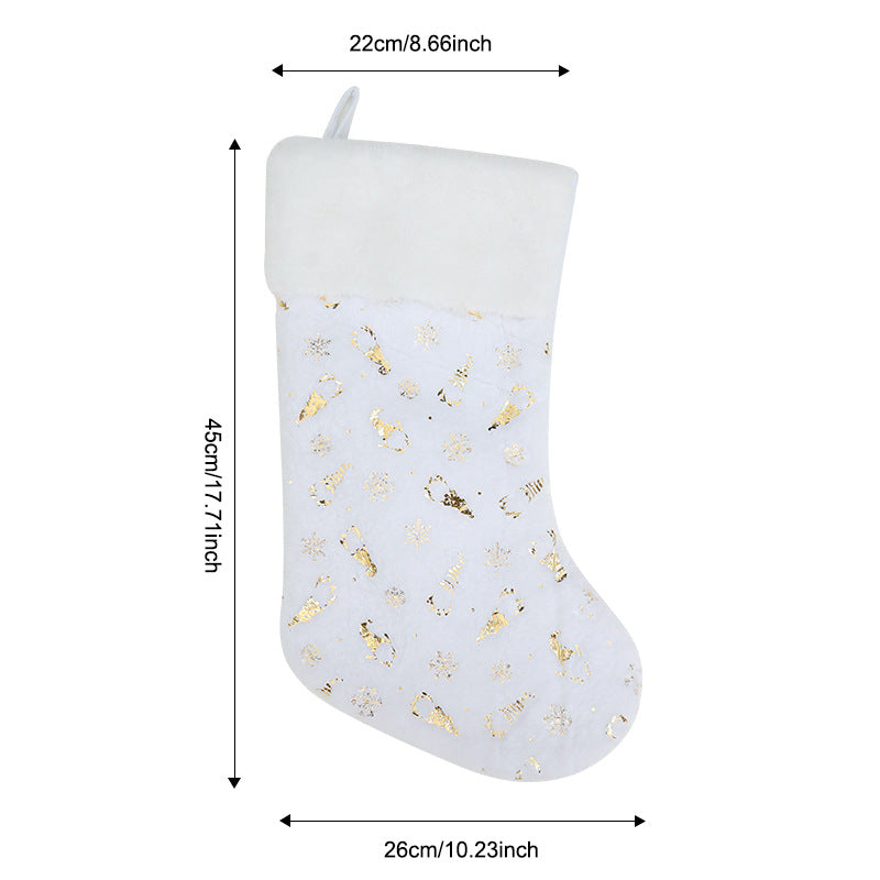 Christmas Stocking with Plush Cuff and Shimmer Print - NO-1