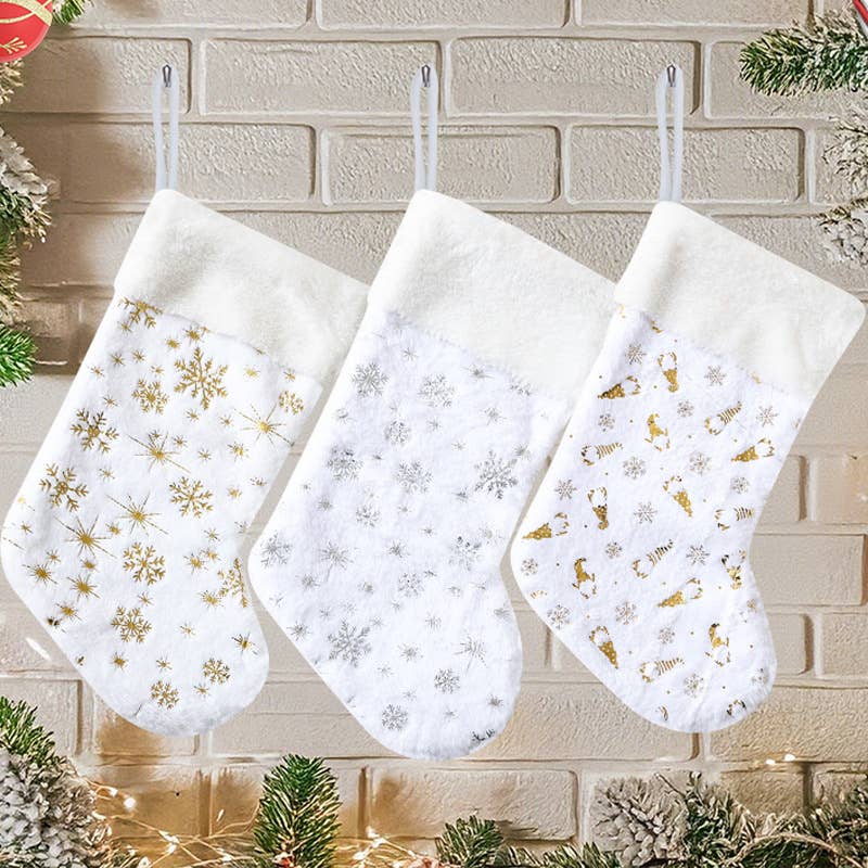 Christmas Stocking with Plush Cuff and Shimmer Print