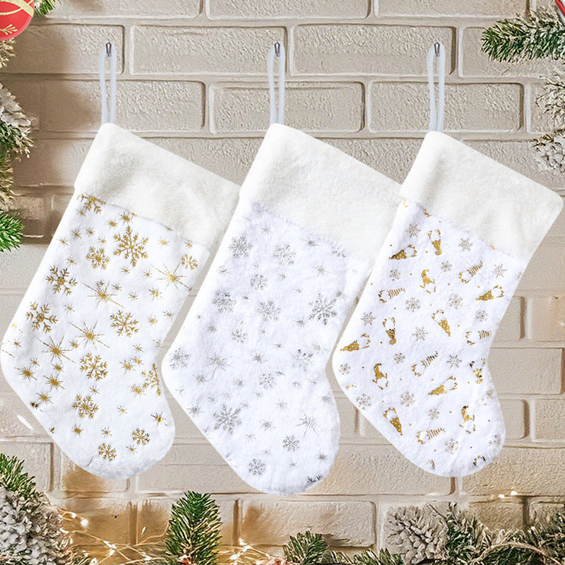 Christmas Stocking with Plush Cuff and Shimmer Print - view 1