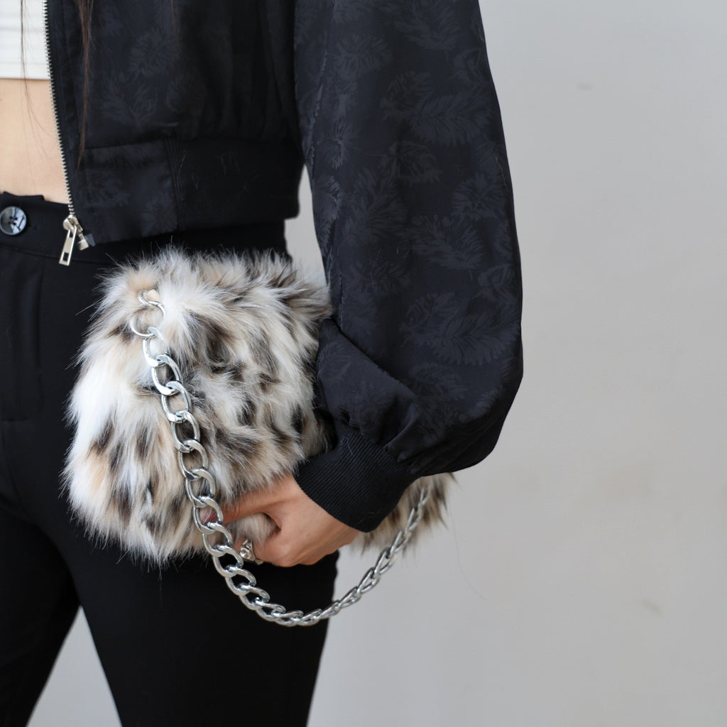 Fluffy Faux Fur Chain Shoulder Bag