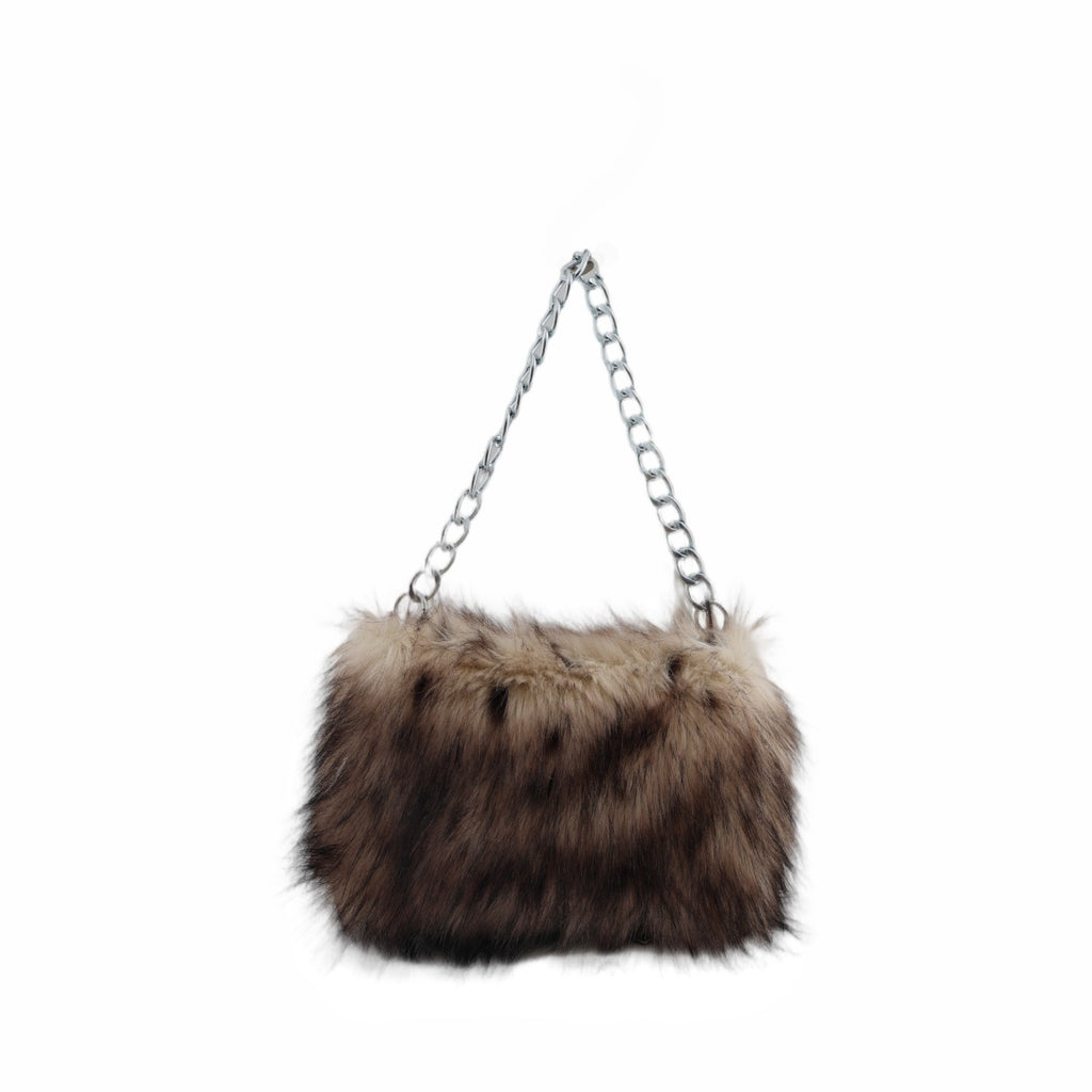 Fluffy Faux Fur Chain Shoulder Bag