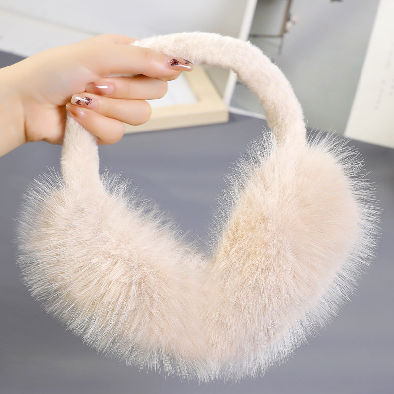Long Plush Fluffy Winter Ear Muffs - Khaki