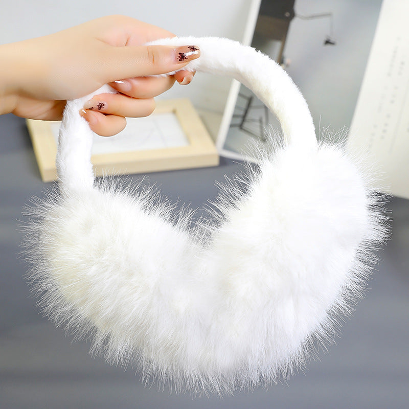 Long Plush Fluffy Winter Ear Muffs - White