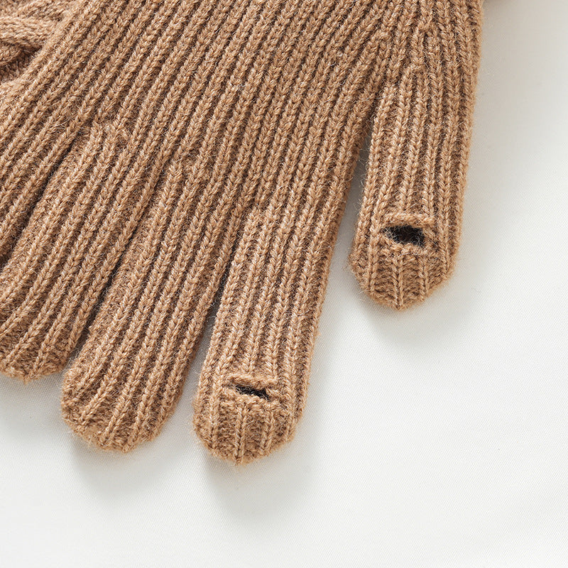Chunky Cable Knit Touchscreen Winter Gloves - Coffee - 2