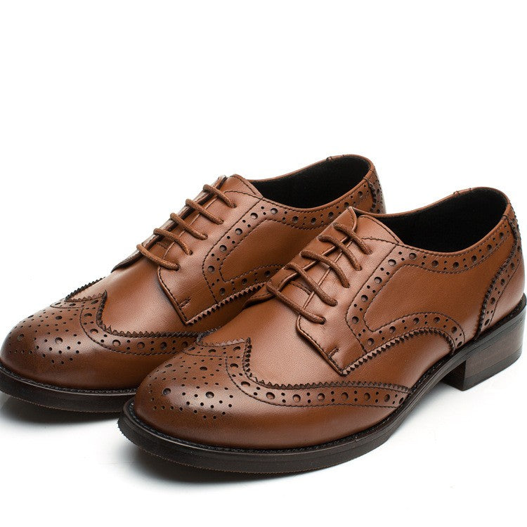 Genuine Leather Wingtip Brogue Oxfords