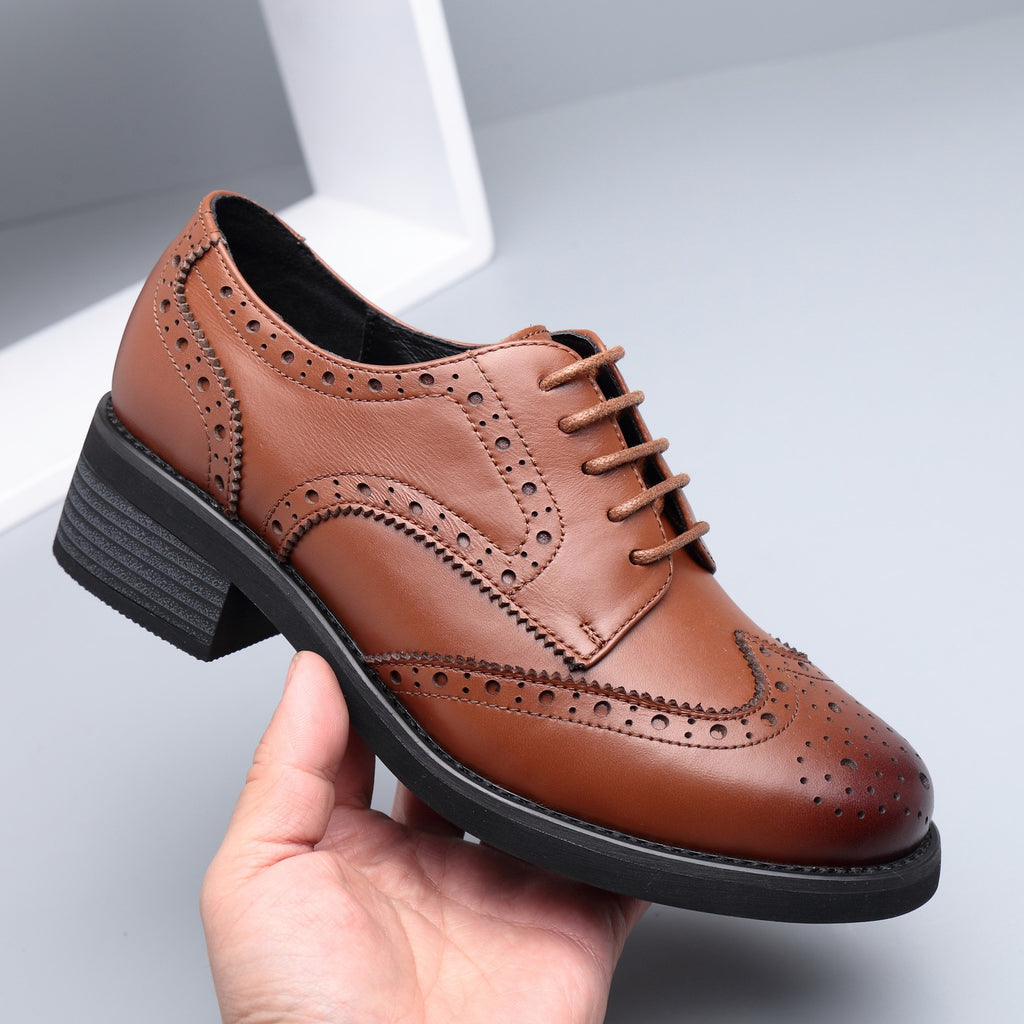 Genuine Leather Wingtip Brogue Oxfords