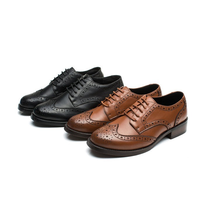 Genuine Leather Wingtip Brogue Oxfords